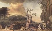 WEENIX, Jan Game Still Life Before a Landscape with Bensberg Palace (mk14)